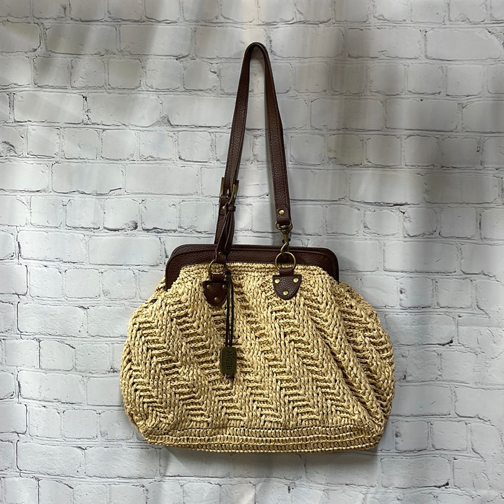 MaggiB paper woven satchel handbag